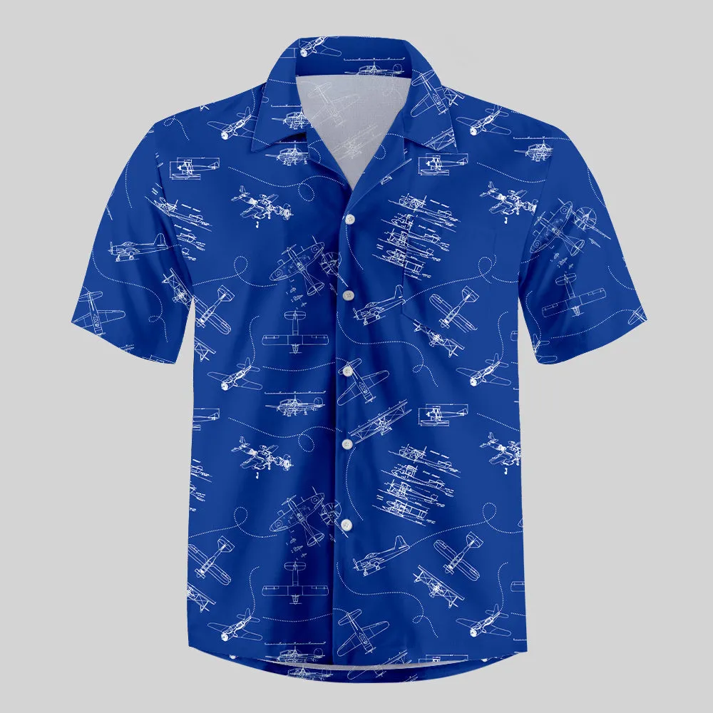 Aircraft Blueprint Button Up Pocket Shirt - Image 2