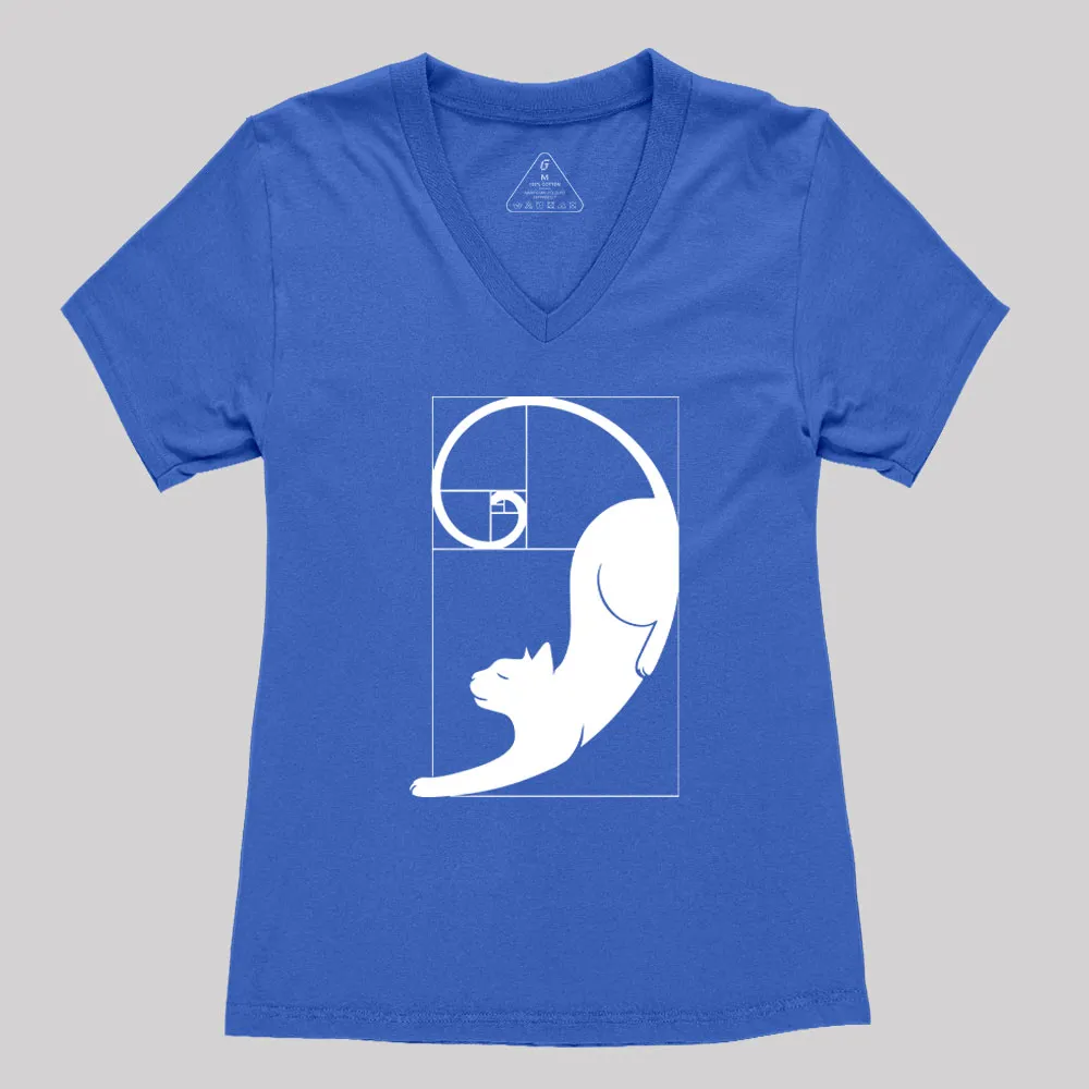 Fibonacci Kitty Women's V-Neck T-shirt - Image 3