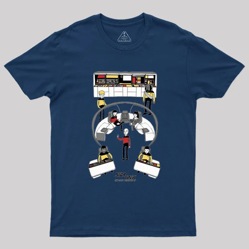 Alternative view of The Next Generation Cartoon Bridge Crew Geek T-Shirt