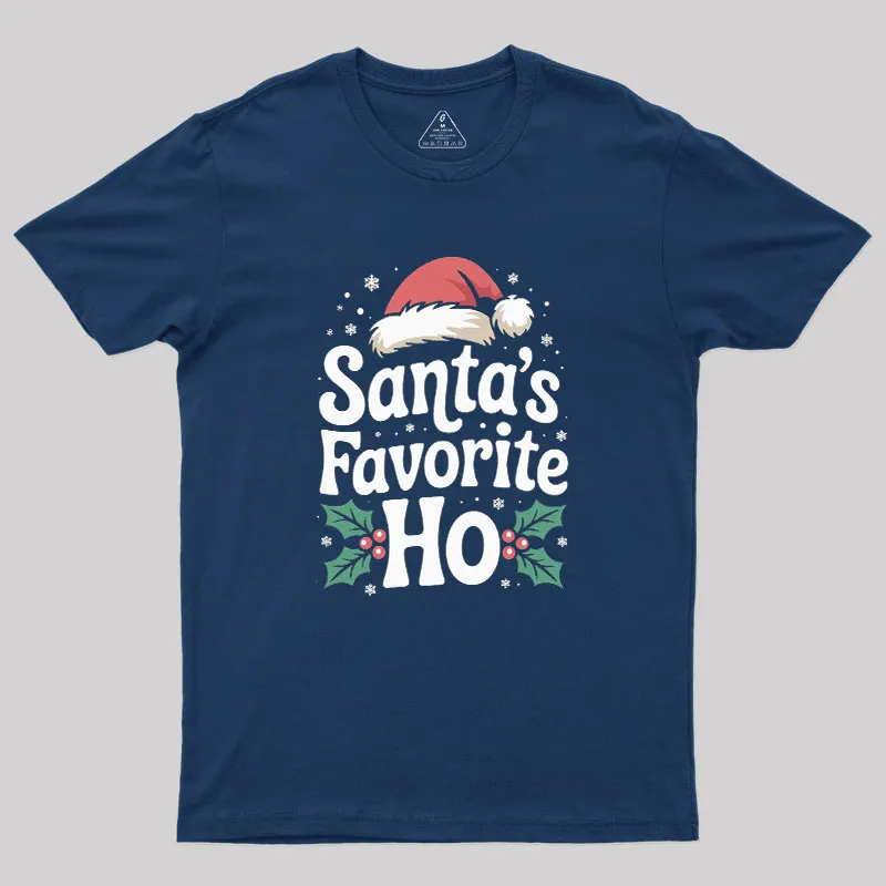 Funny Christmas Santa's Favorite Ho Naughty Geek T-Shirt - Image 2