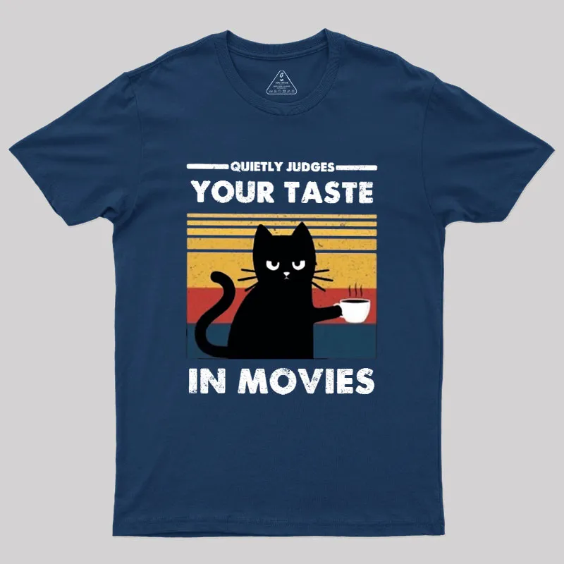 Quietly Judges Your Taste in Movies Geek T-Shirt - Image 2