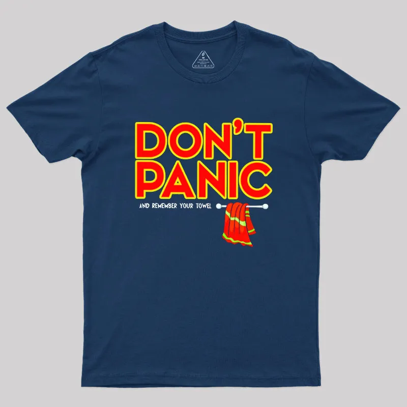 Alternative view of Don't Panic With Towel Geek T-Shirt
