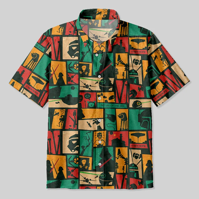 Sci-fi Silhouette Painting Button Up Pocket Shirt - Image 2