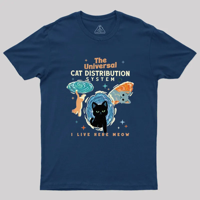 Alternative view of The Universal Cat Distribution System Geek T-Shirt