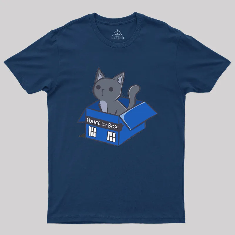 Alternative view of Cat In a Blue Box Geek T-Shirt