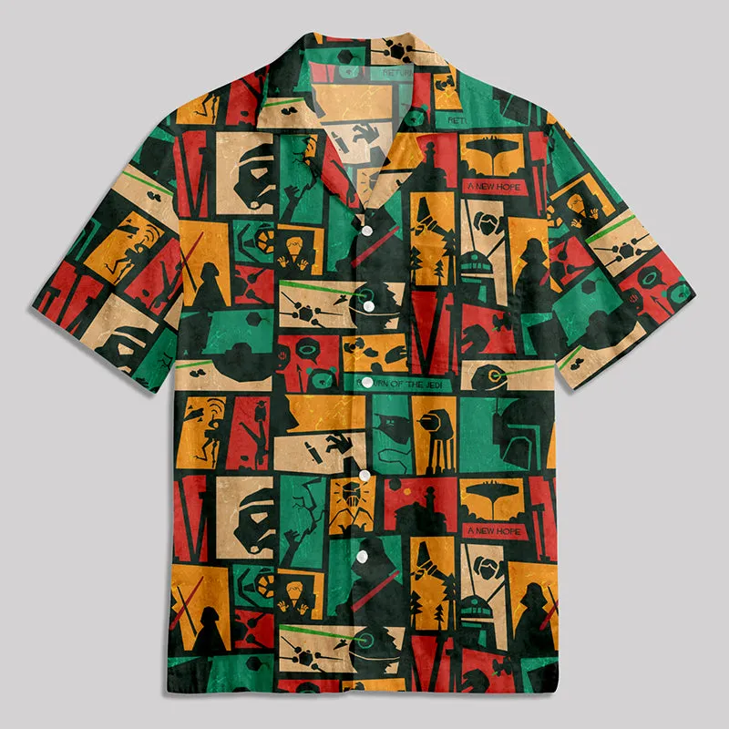 Sci-fi Silhouette Painting Button Up Pocket Shirt - Image 5