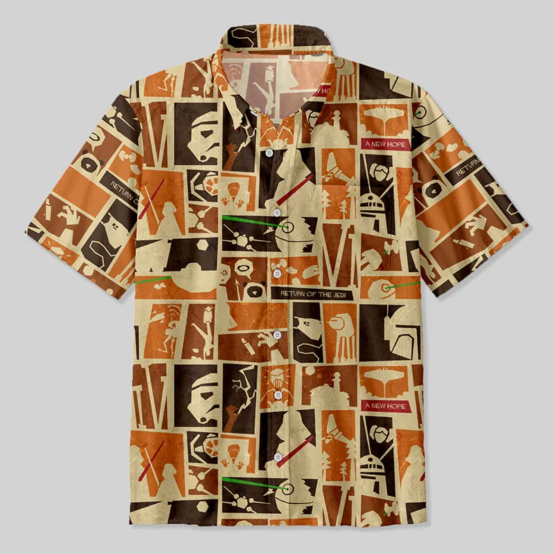 Sci-fi Silhouette Painting Button Up Pocket Shirt - Image 3