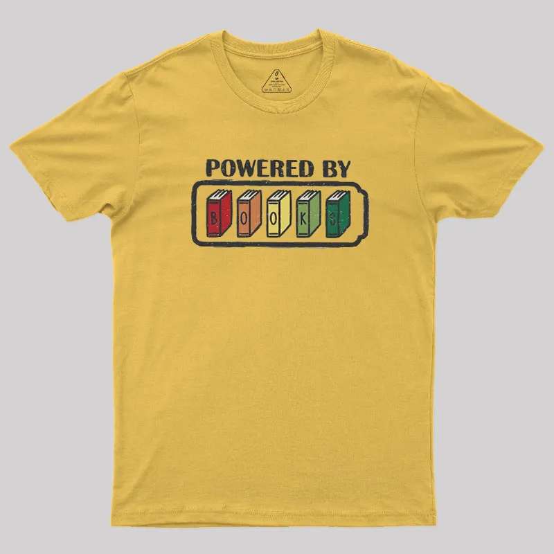Powered by Books Geek T-Shirt - Image 4