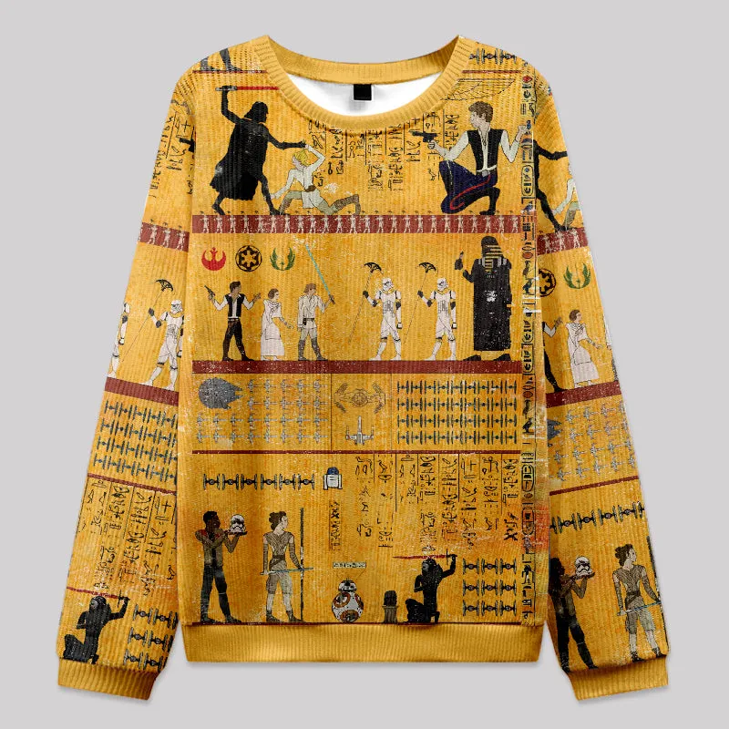 Dark Warrior Ancient Egypt Mural Fuzzy Fleece Sweatshirt