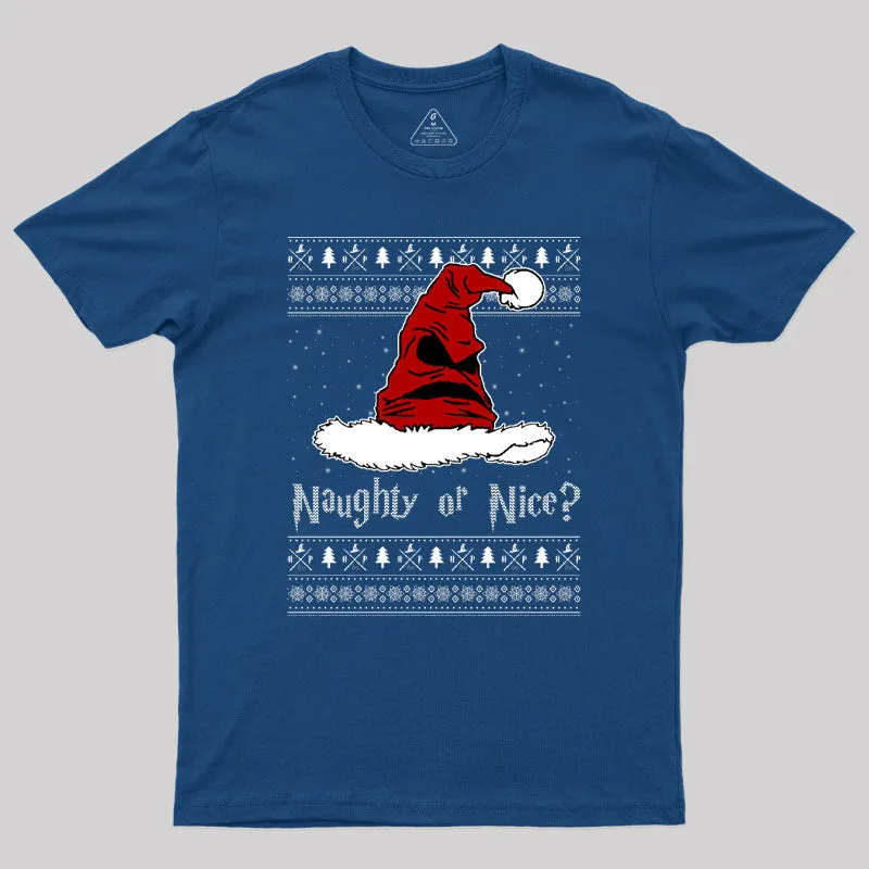 Alternative view of Naughty Or Nice Sorting Santa Claus Geek T-Shirt