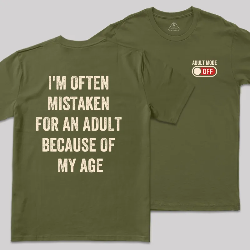 Adulting Mode Off Front and Back Printed Geek T-Shirt - Image 3