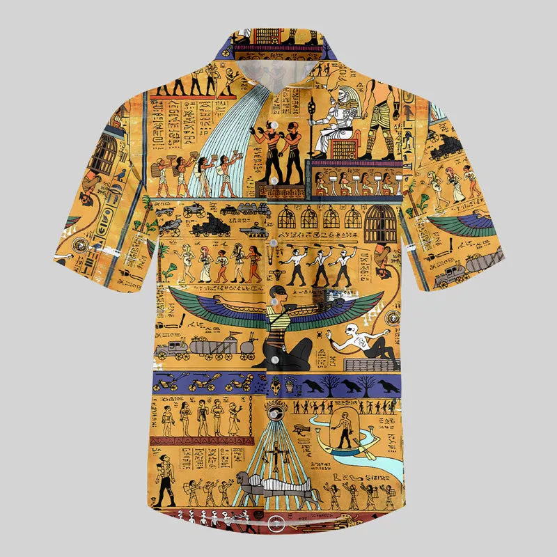 Fury Road as an ancient Egyptian painting Button Up Pocket Shirt - Image 2