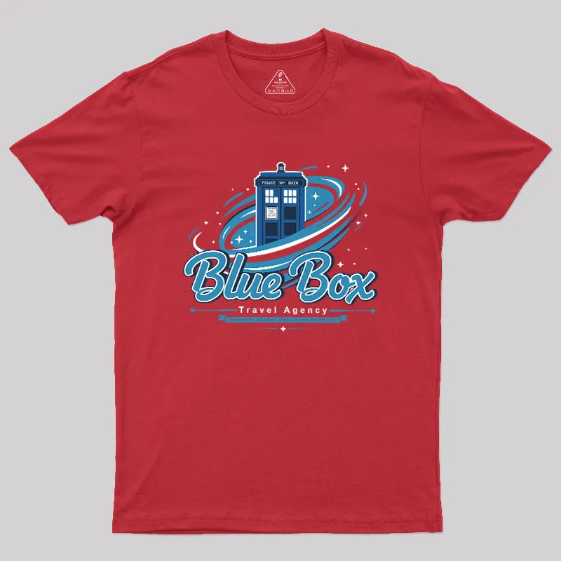 Blue Box Travel Agency Geek T-Shirt - Image 5