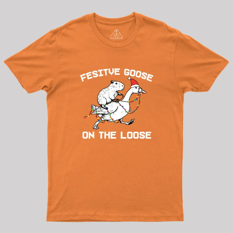 Festive Goose On The Loose Geek T-Shirt - Image 6