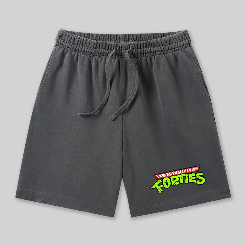 I Am Actually In My Forties Geeky Washed Shorts - Image 2