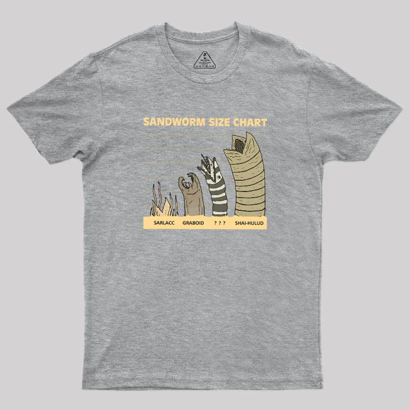 Sandworm Size Chart Geek T-Shirt - Image 4