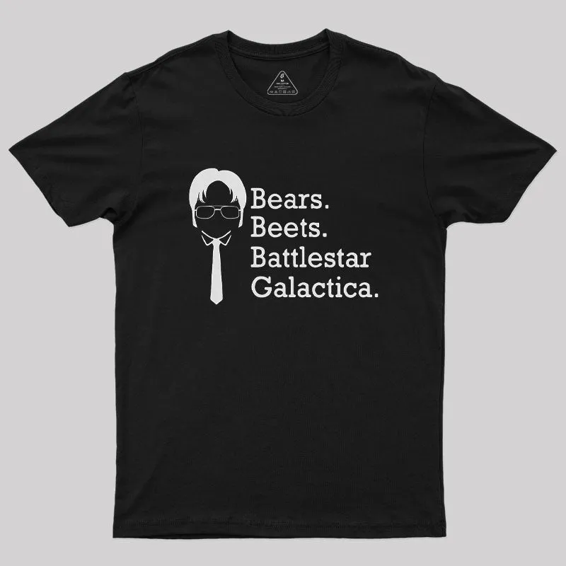 Alternative view of Bears Beets Battlestar Galactica Geek T-Shirt