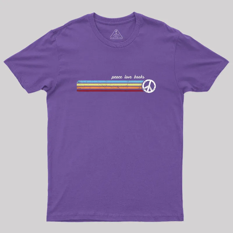 Retro Stripes Peace Love Books T-Shirt - Image 6