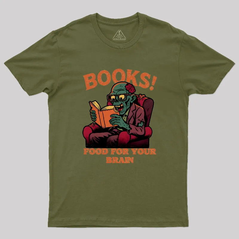 Books! Food For Your Brain Geek T-Shirt - Image 3
