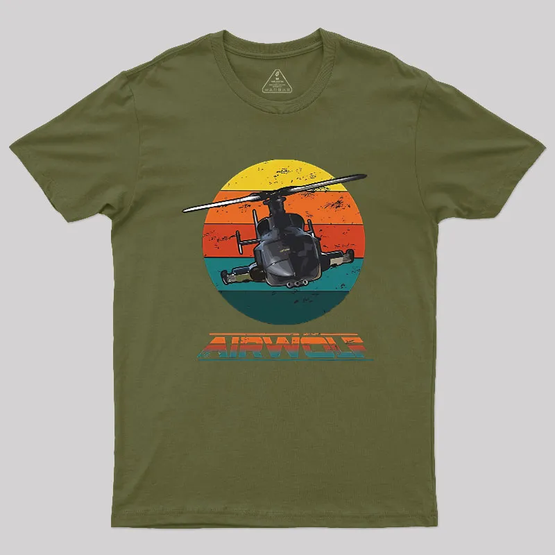 Airwolf Sunset 1980s Retro Geek T-Shirt - Image 3