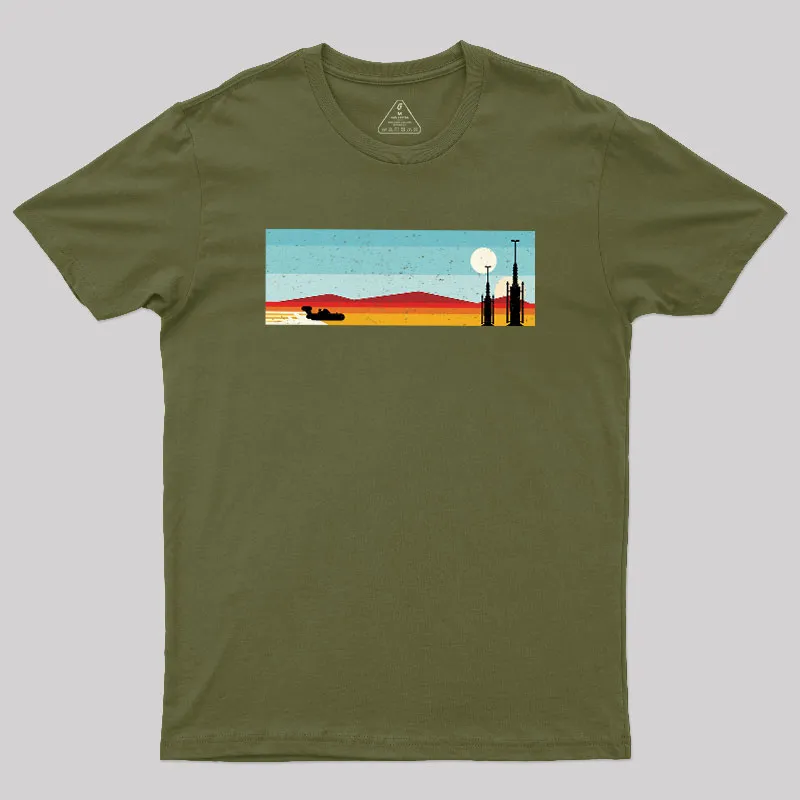 Desert Sunset Rocket Silhouette Geek T-Shirt - Image 3