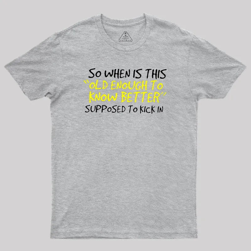 So When Is This Old Enough To Know Better Supposed To Kick In Geek T-Shirt - Image 4