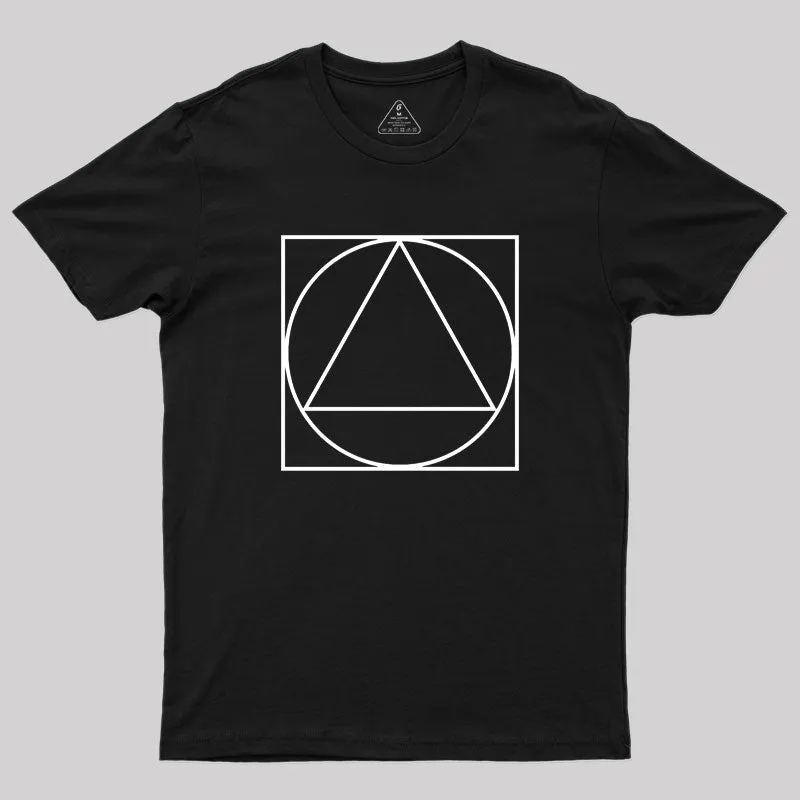Alternative view of Triangle Within A Circle Within A Square Geek T-Shirt