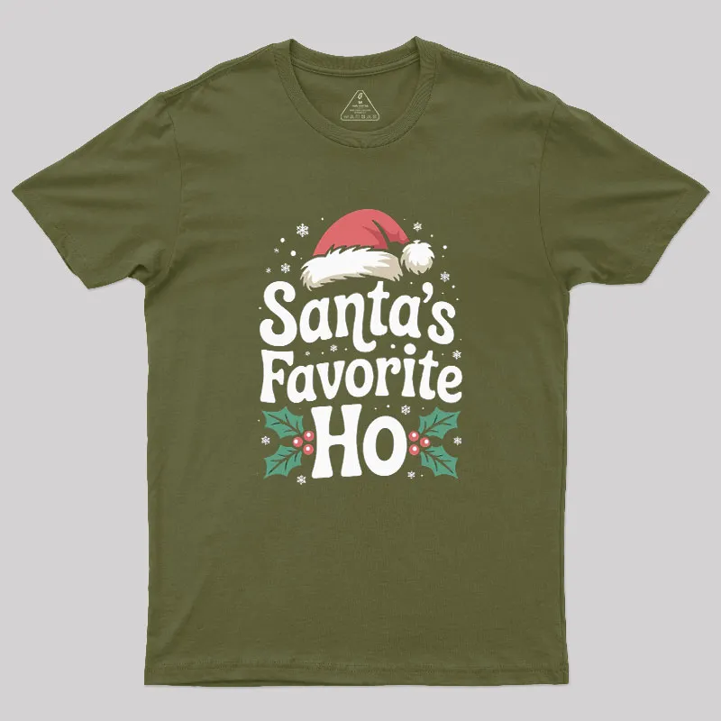 Funny Christmas Santa's Favorite Ho Naughty Geek T-Shirt - Image 3