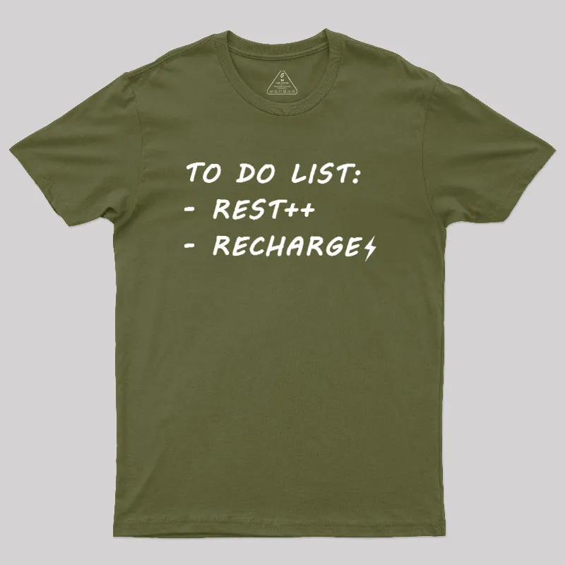 To Do List Recharge Geek T-Shirt - Image 3