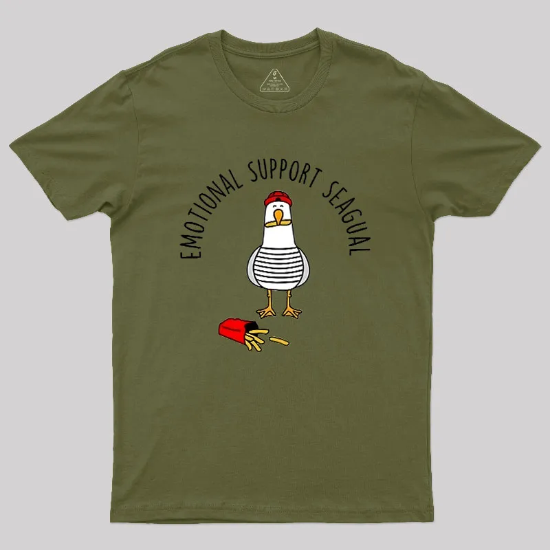 EMOTIONAL SUPPORT SEAGULL Geek T-Shirt - Image 3