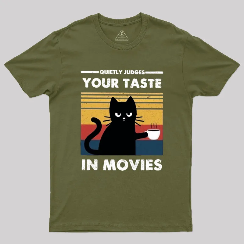 Quietly Judges Your Taste in Movies Geek T-Shirt - Image 3