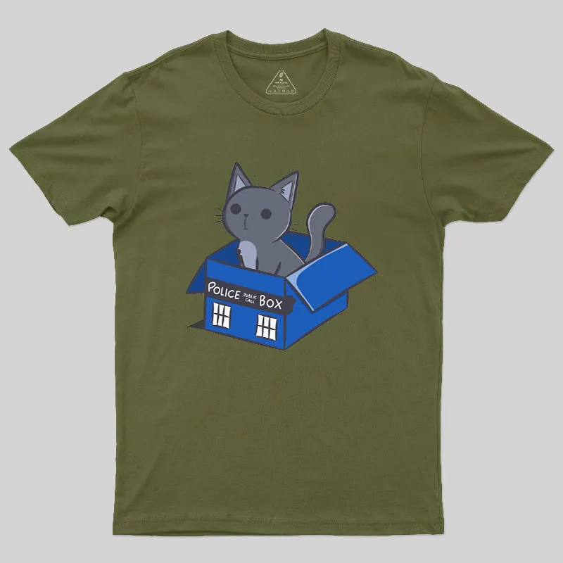 Cat In a Blue Box Geek T-Shirt - Image 3
