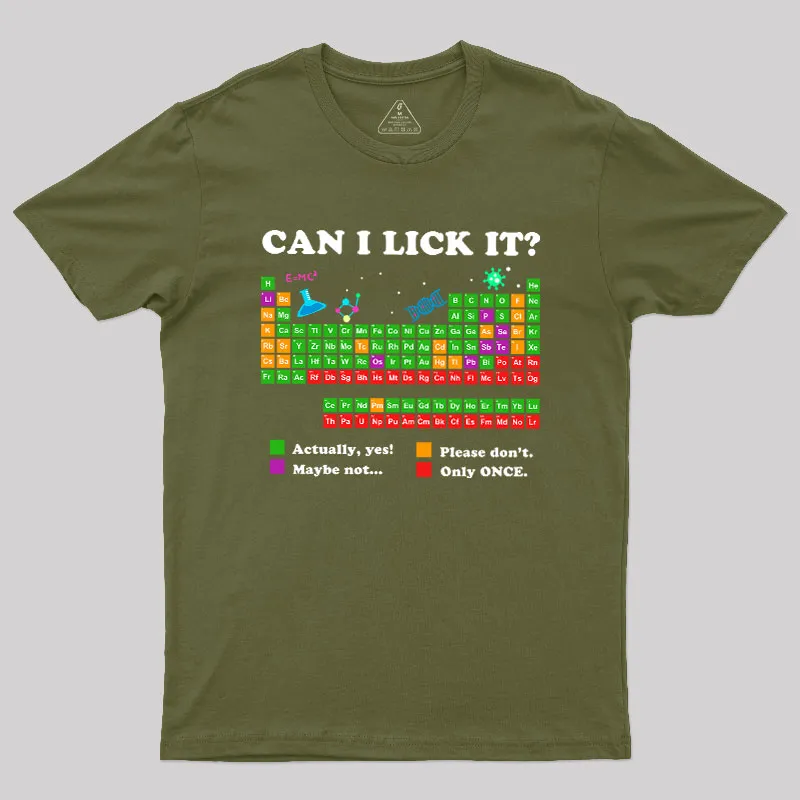 Can I Lick It Periodic Humour Science Geek T-Shirt - Image 3
