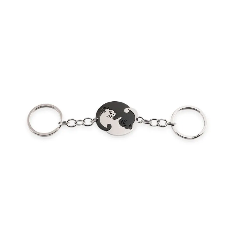 Hug Kitten Stainless Steel Spliced Keychain - Image 3