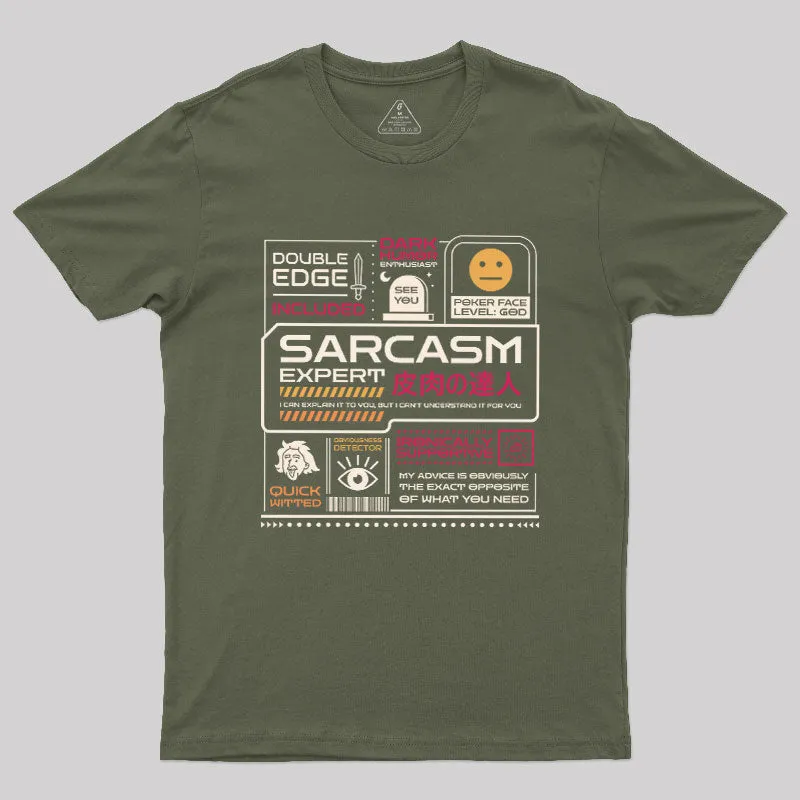 Sarcasm Expert Geek T-Shirt - Image 3