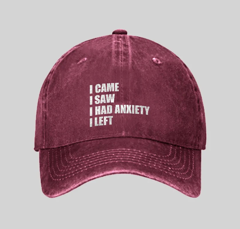 I Came I Saw and Have Anxiety I Left Washed Vintage Baseball Cap - Image 3