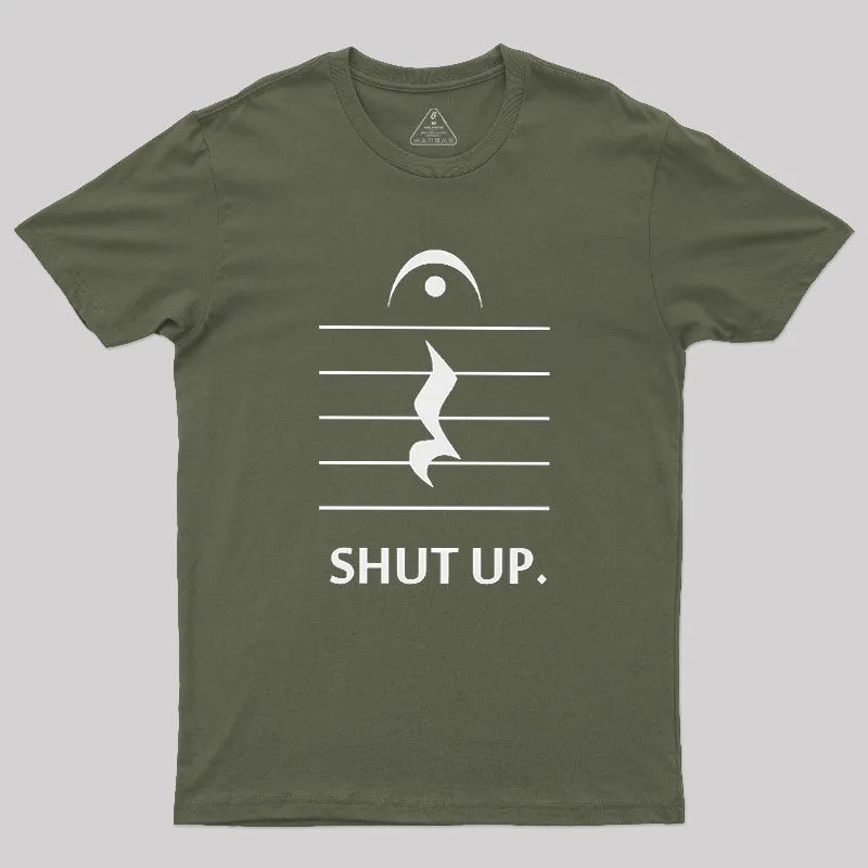 Shut Up By Music Notation Geek T-Shirt - Image 4