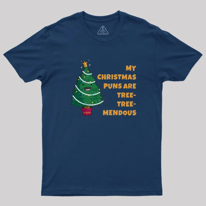 Tree-Mendous Christmas Pun Geek T-Shirt - Image 2
