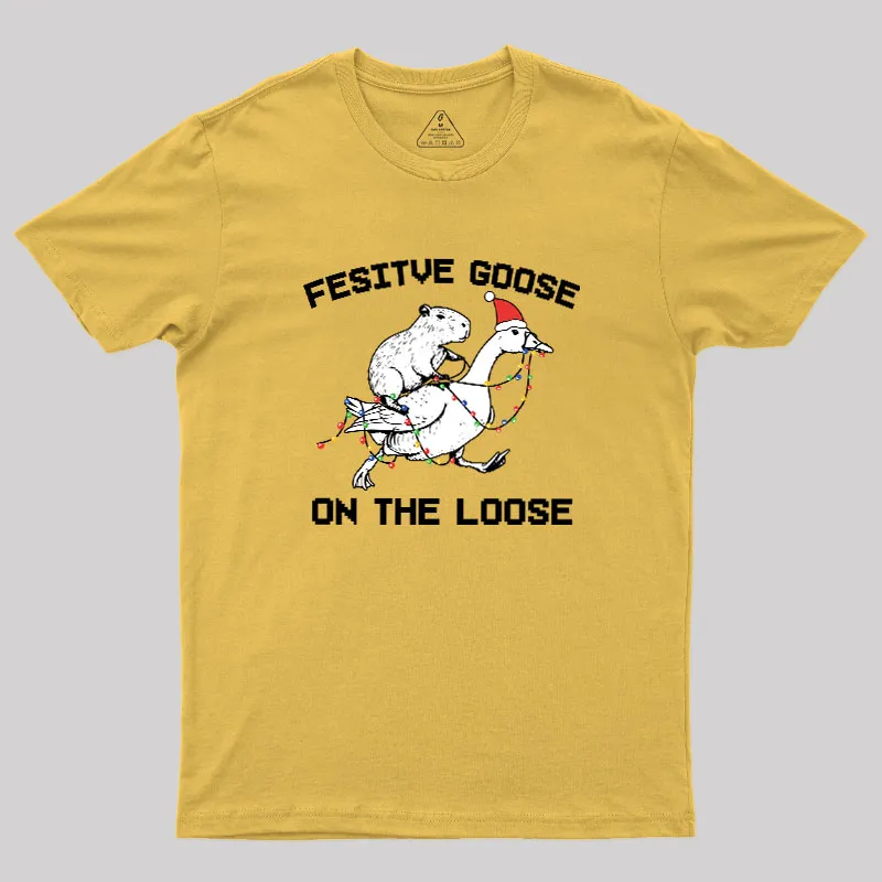 Festive Goose On The Loose Geek T-Shirt - Image 7