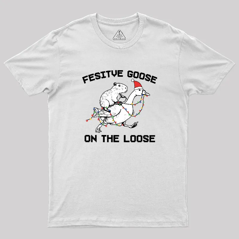 Festive Goose On The Loose Geek T-Shirt - Image 10