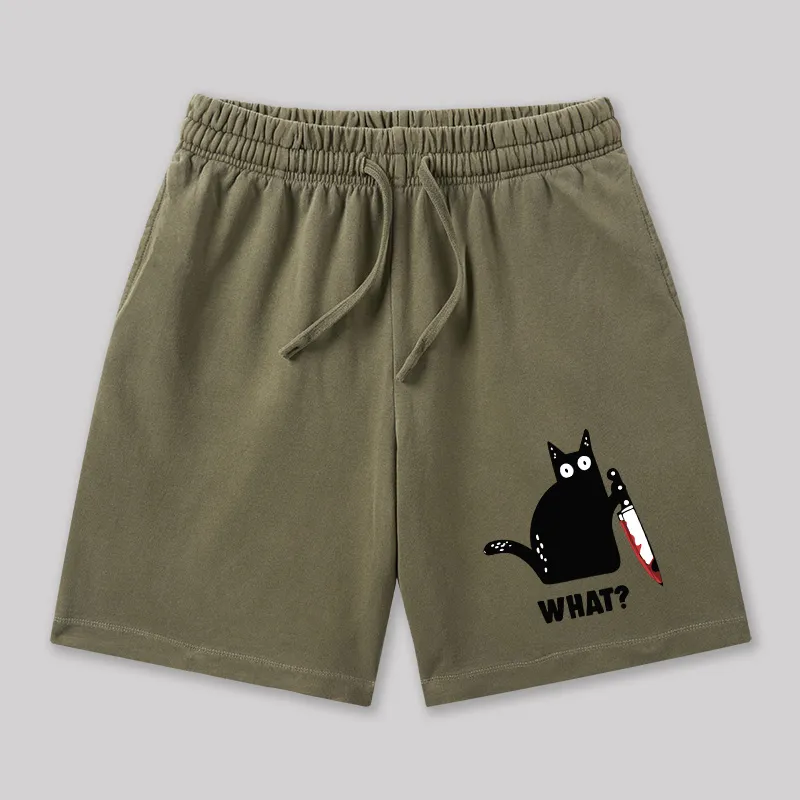 What Funny Cat Geeky Washed Shorts - Image 2