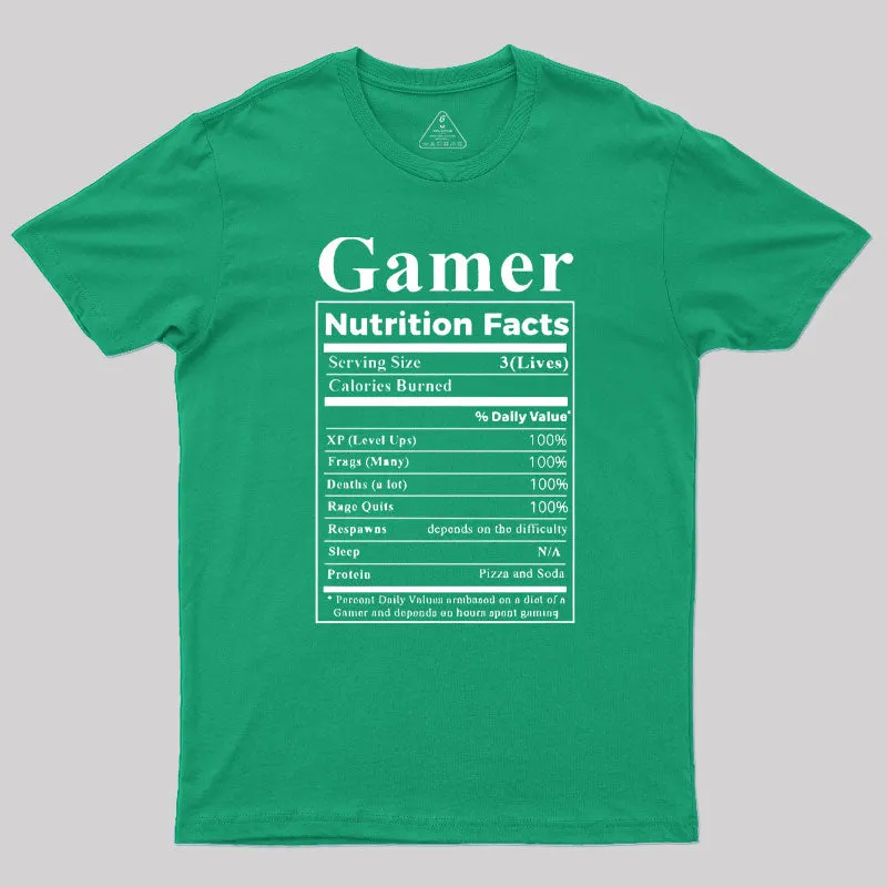 Gamer Nutrition Facts Geek T-Shirt - Image 9