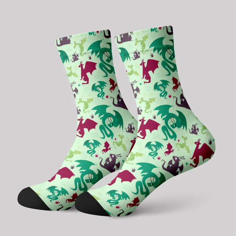 Scifi Dragons Pistachio Green Men's Socks