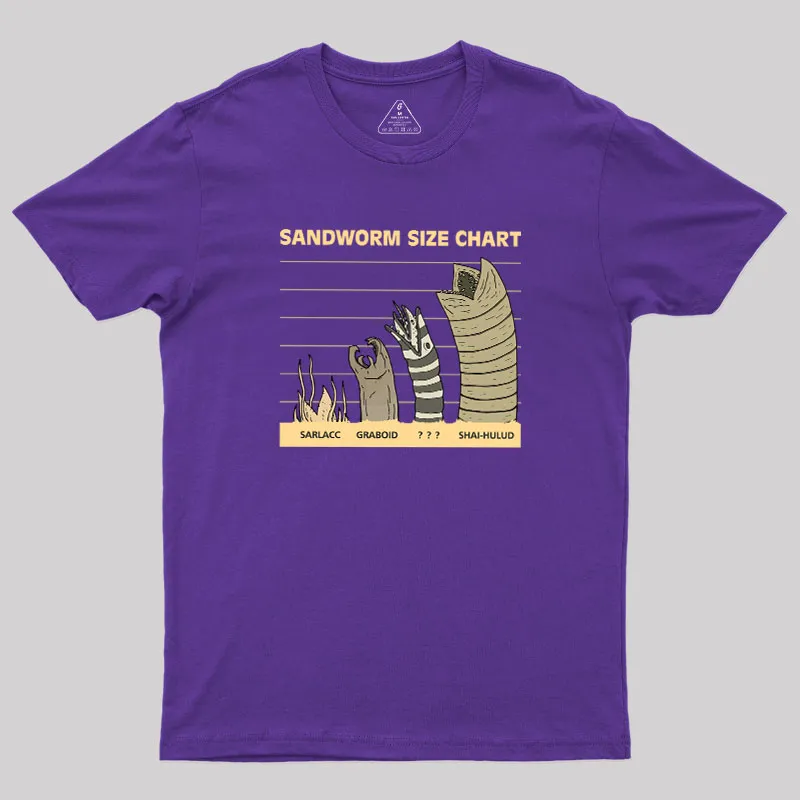 Sandworm Size Chart Geek T-Shirt - Image 6