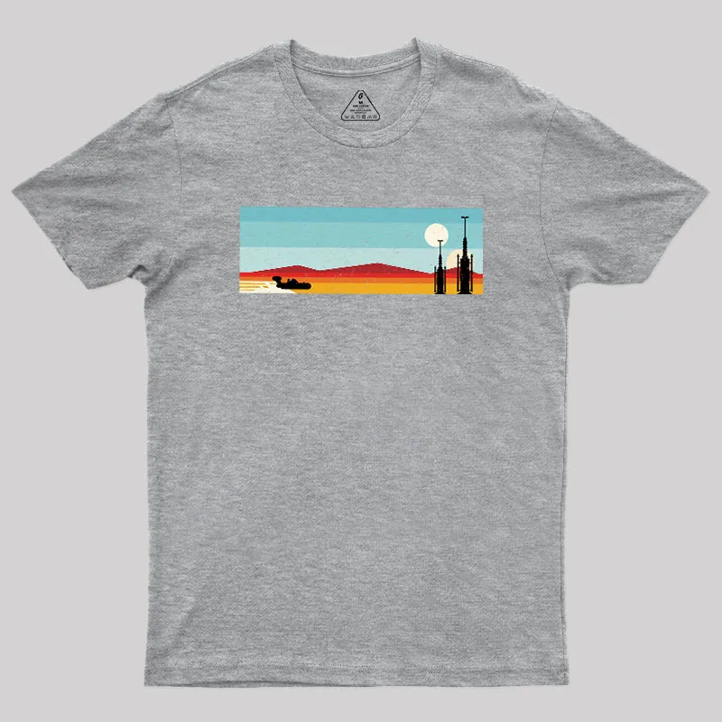 Desert Sunset Rocket Silhouette Geek T-Shirt - Image 4