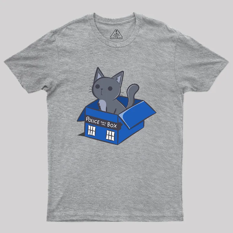 Cat In a Blue Box Geek T-Shirt - Image 4
