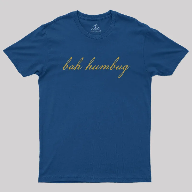 Alternative view of Bah Humbug Christmas Gold Script Geek T-Shirt