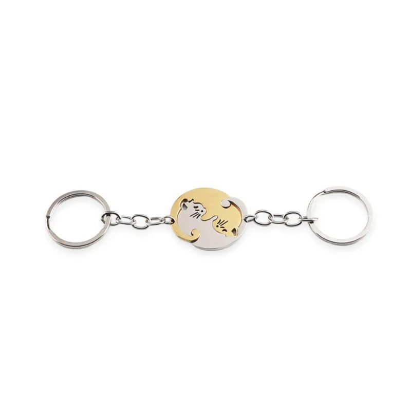 Hug Kitten Stainless Steel Spliced Keychain - Image 4