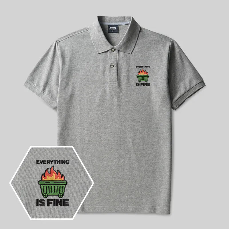 Everything’s on Fire Geek Embroidered Polo Shirts