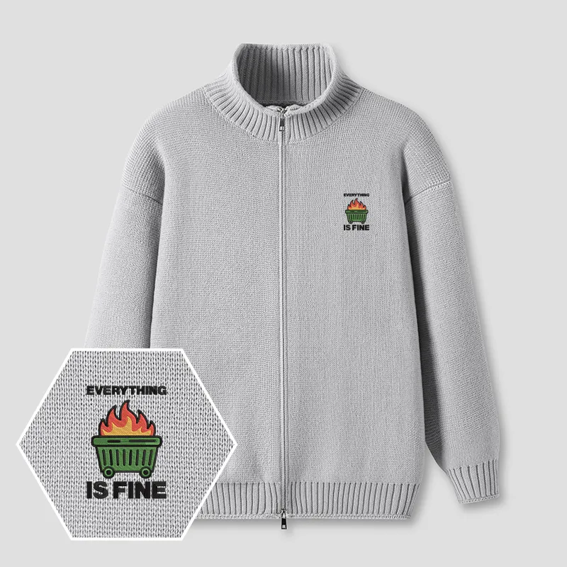 Alternative view of Everything’s on Fire Embroidered Full‑Zip Cardigan